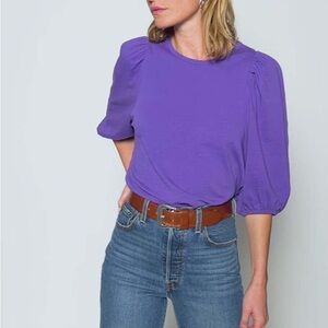 Nation LTD Evita Balloon Sleeve Top in Bright Violet XS